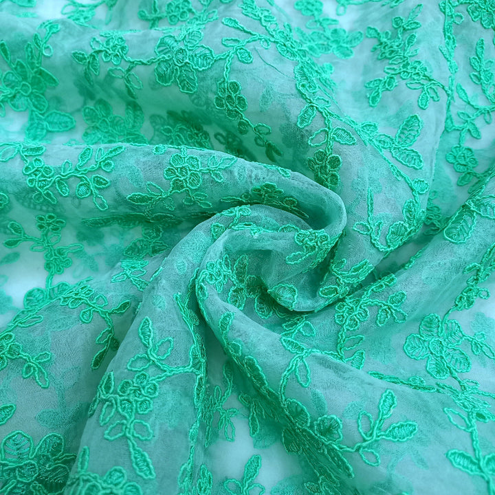 Seafoam Green Color Net Emboridery Fabric
