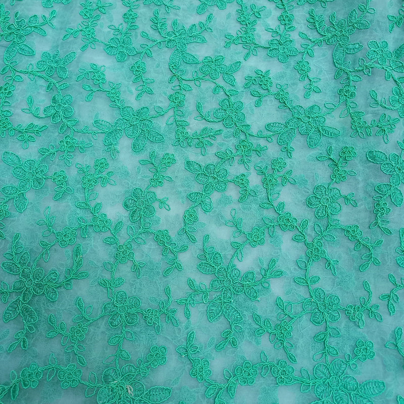 Seafoam Green Color Net Emboridery Fabric
