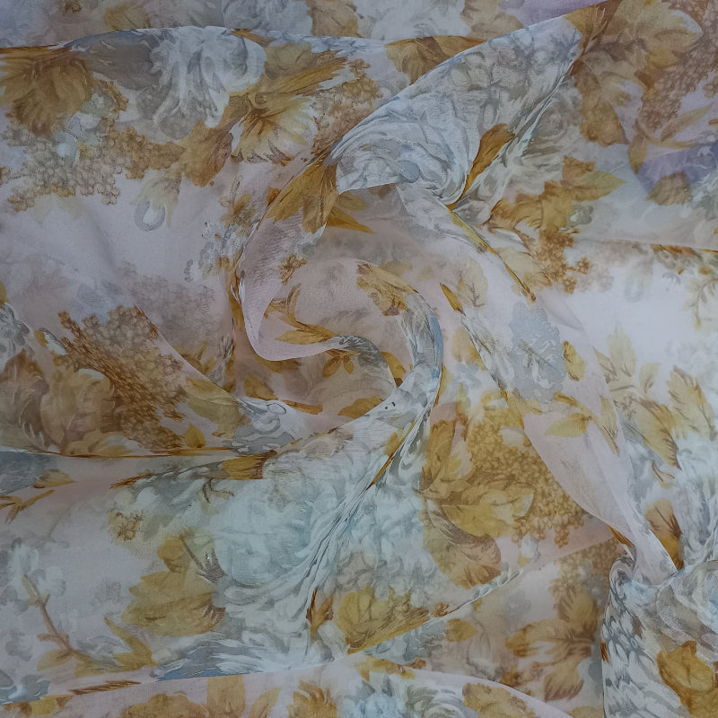 Multi-Color Floral Printed Organza Fabric