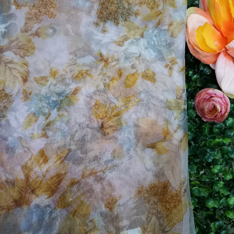 Multi-Color Floral Printed Organza Fabric