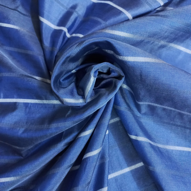 Light Azure Blue Colour Striped Jamawar Silk Fabric