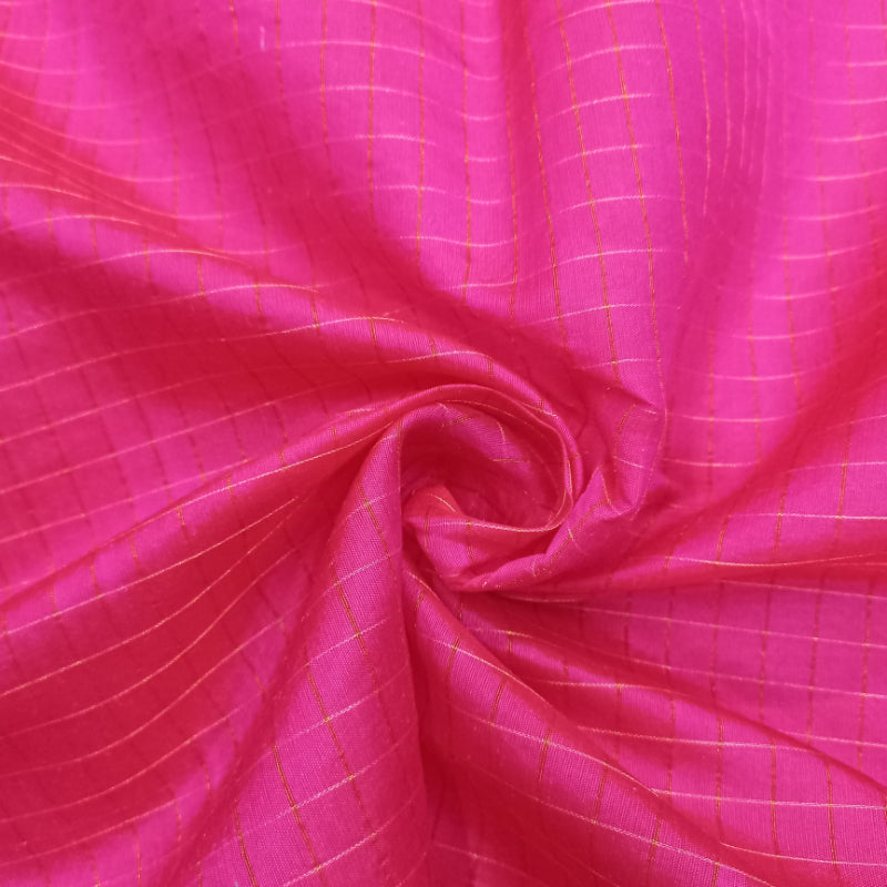 Hot Pink Colour Checked Silk Fabric