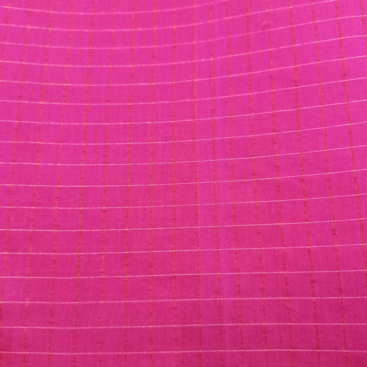 Hot Pink Colour Checked Silk Fabric