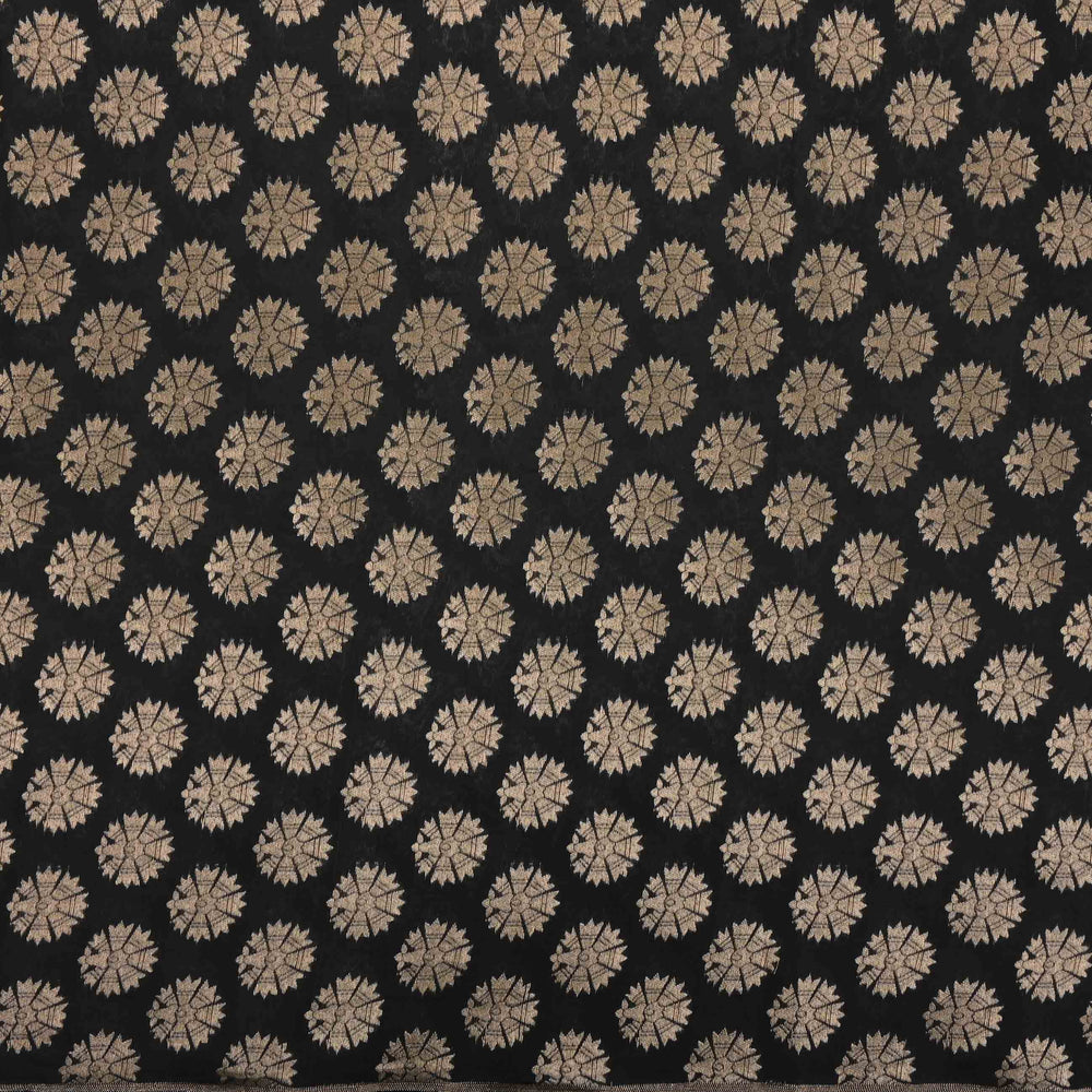 Black Banarasi Brocade Fabric With Zari Weaving