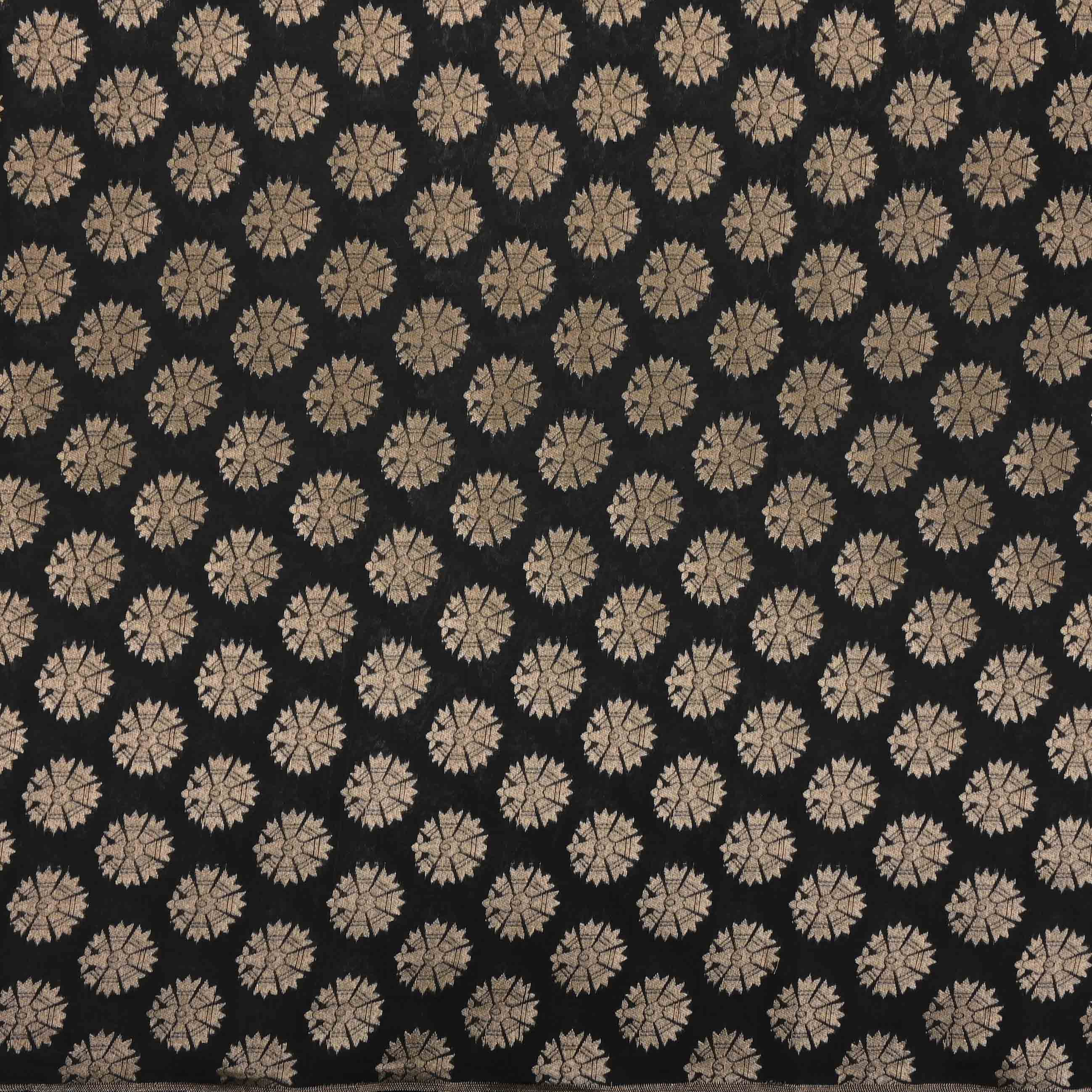 Black Banarasi Brocade Fabric With Zari Weaving