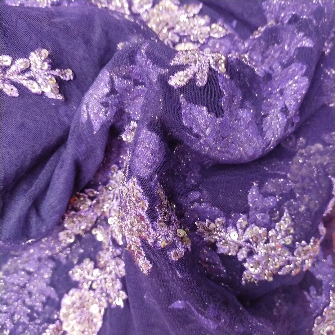 Violet Net Embroidery Fabric