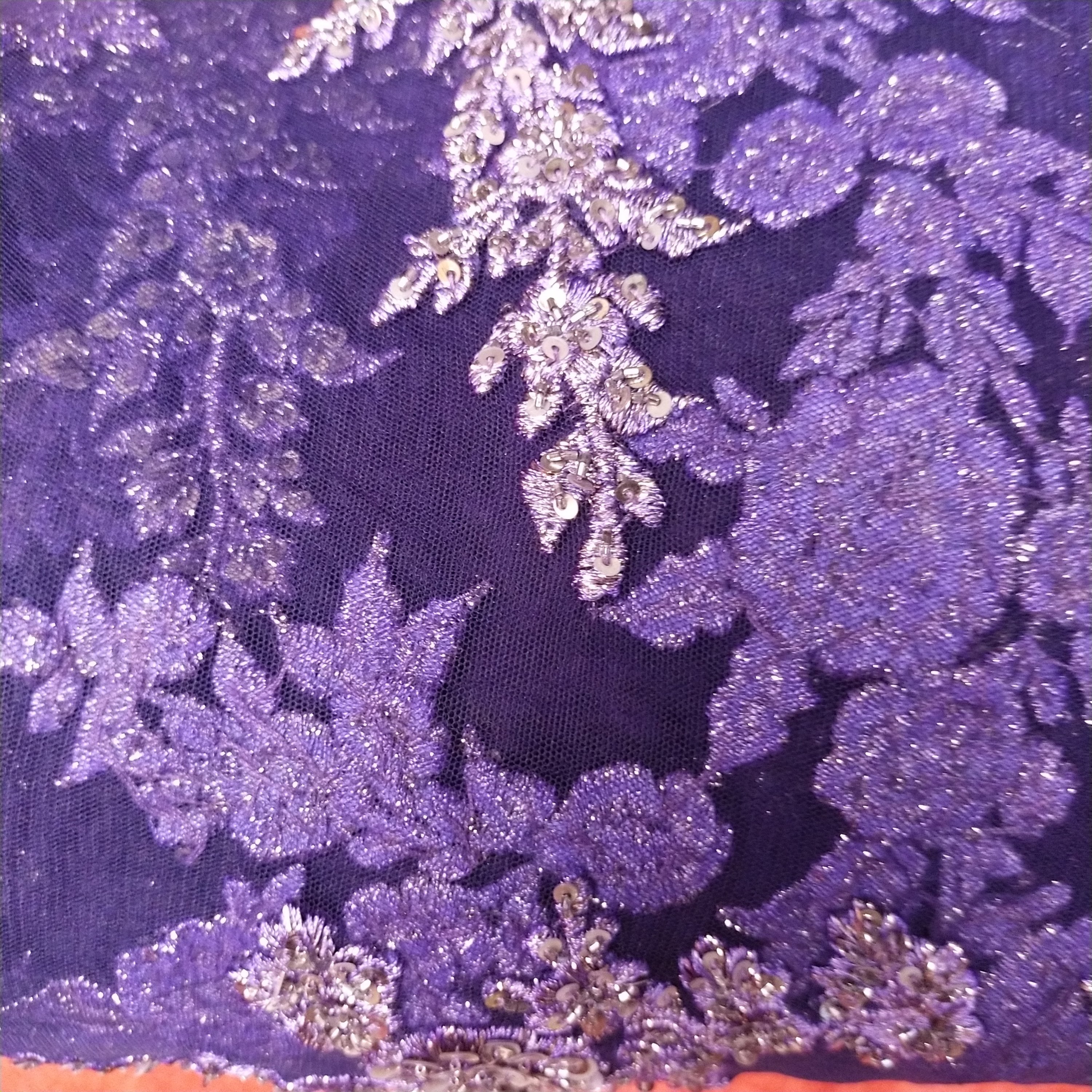 Violet Net Embroidery Fabric