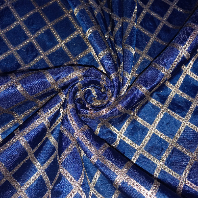 Neelam Blue Silk Jamawar Fabric