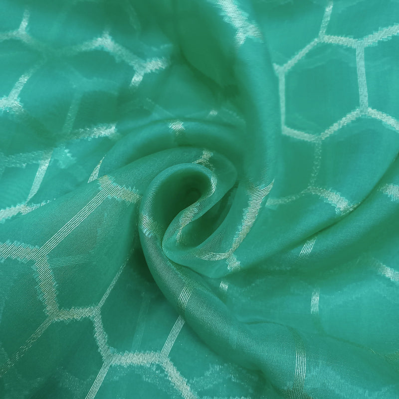 Cyan Green Colour Organza Fabric