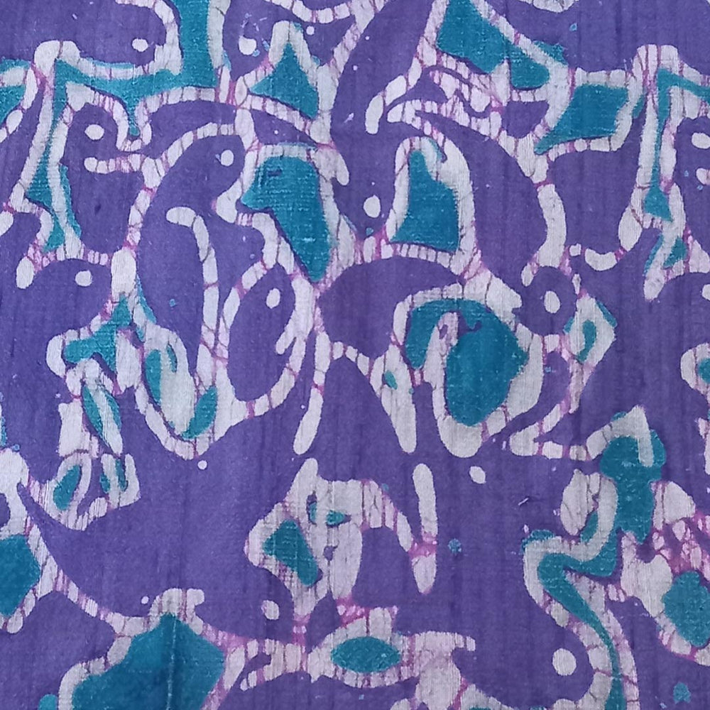 Violet Color Silk Fabric With Batik Print Pattern