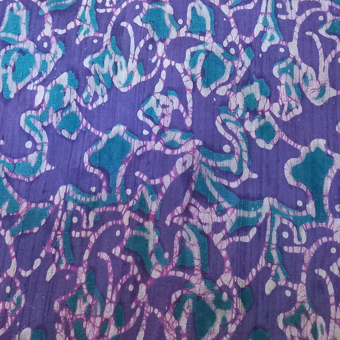 Violet Color Silk Fabric With Batik Print Pattern