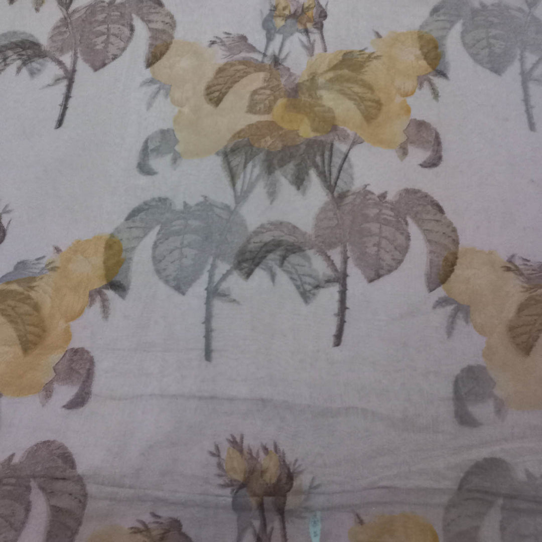 Pastel Pink Color Silk Fabric With Printed Floral Motifs