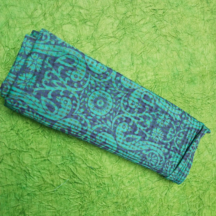 Green And Blue Silk Printed