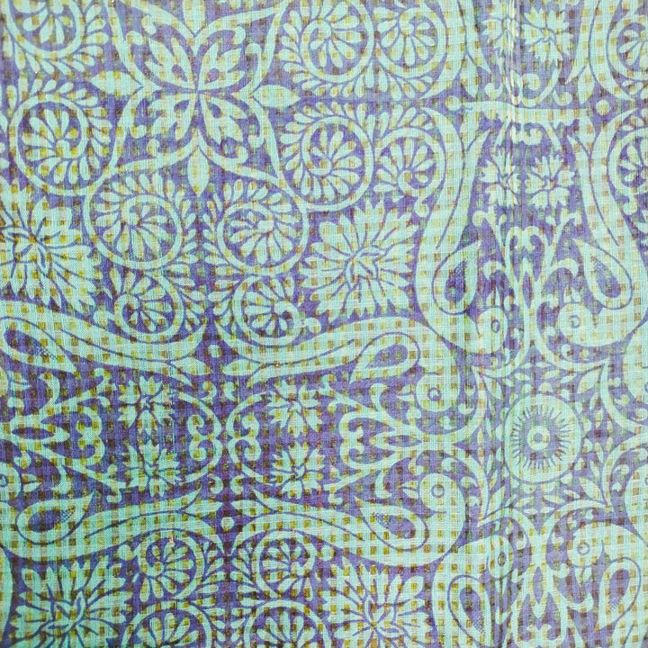 Green And Blue Silk Printed