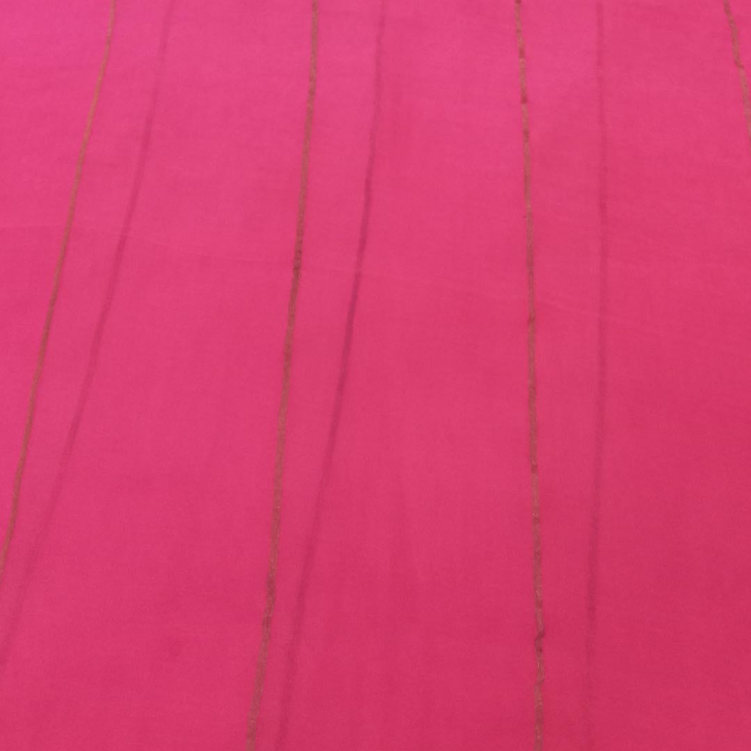 Bright Pink Color Silk Fabric With Stripes Pattern