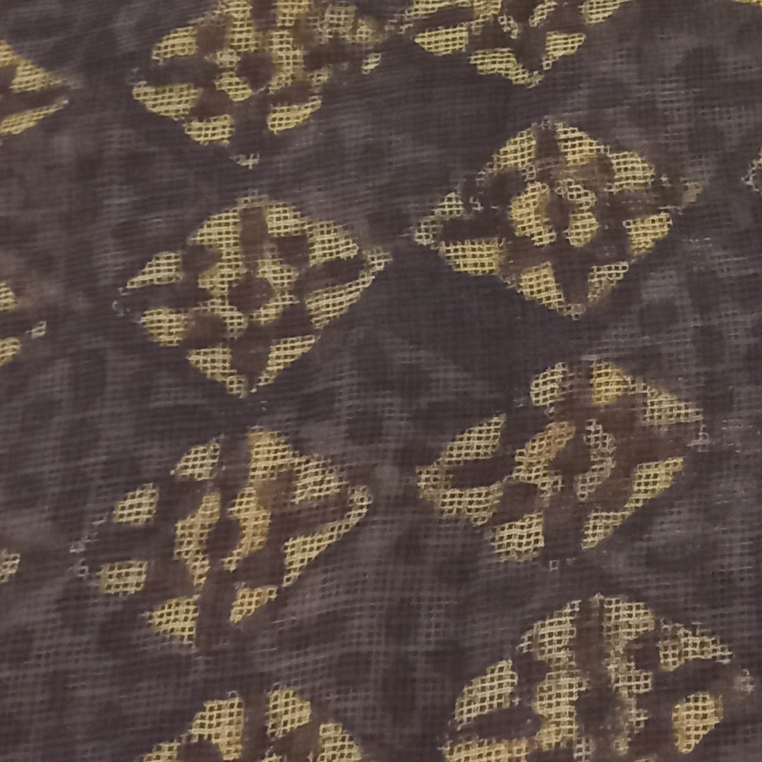 Earthy Mauve Color Silk Fabric With Intesting Pattern
