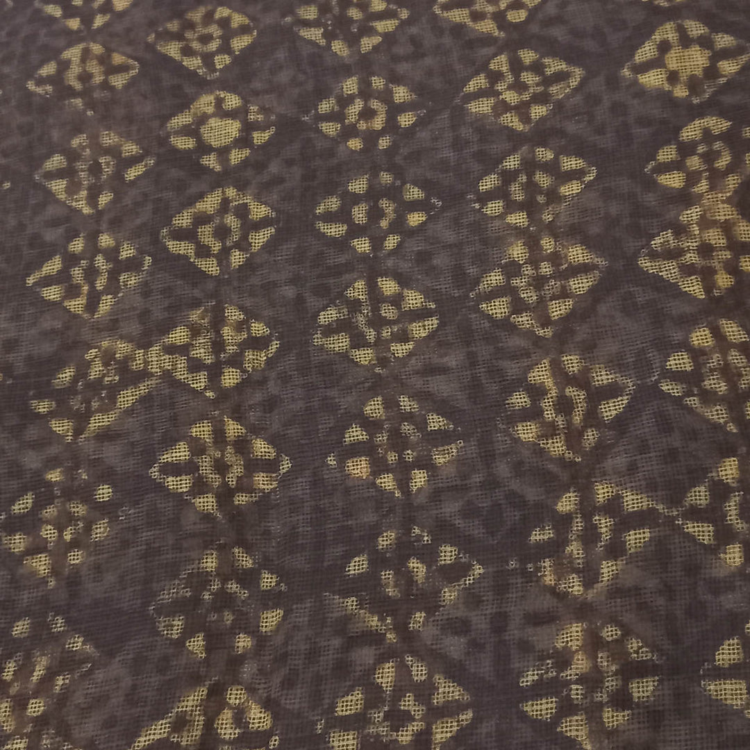 Earthy Mauve Color Silk Fabric With Intesting Pattern