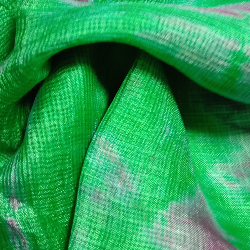 Vivid Green Kota Silk Printed Fabric