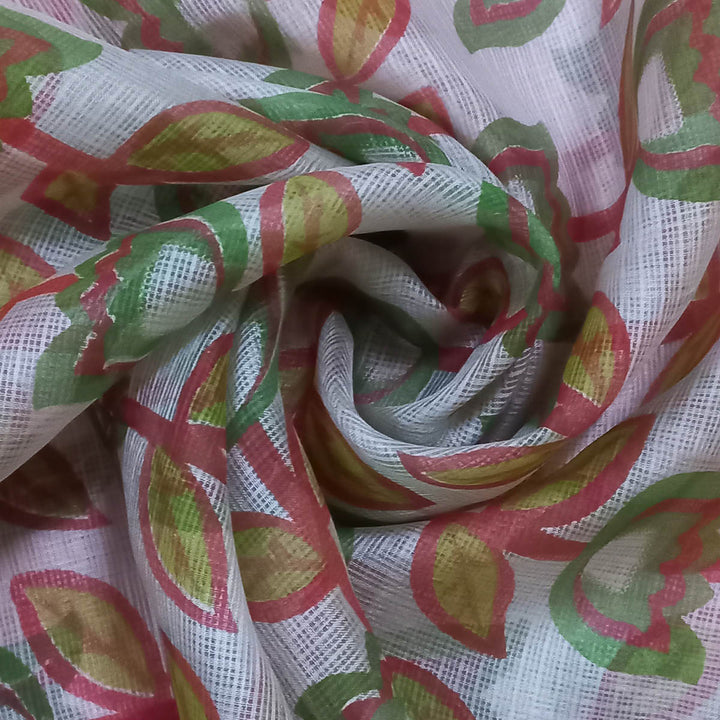 Pastel Pink Color Silk Fabric With Printed Floral Motifs