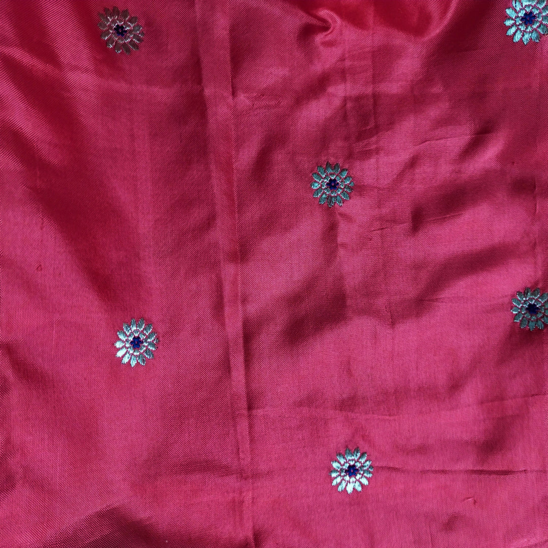 Ruby Pink Banarasi Silk Handloom Fabric