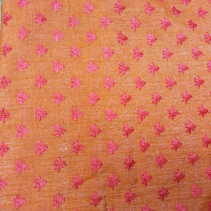 Orange Silk Embroidery Fabric