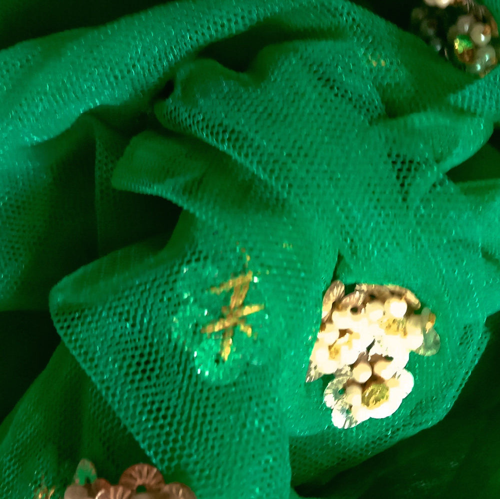 Emerald Green Net Embroidery Fabric