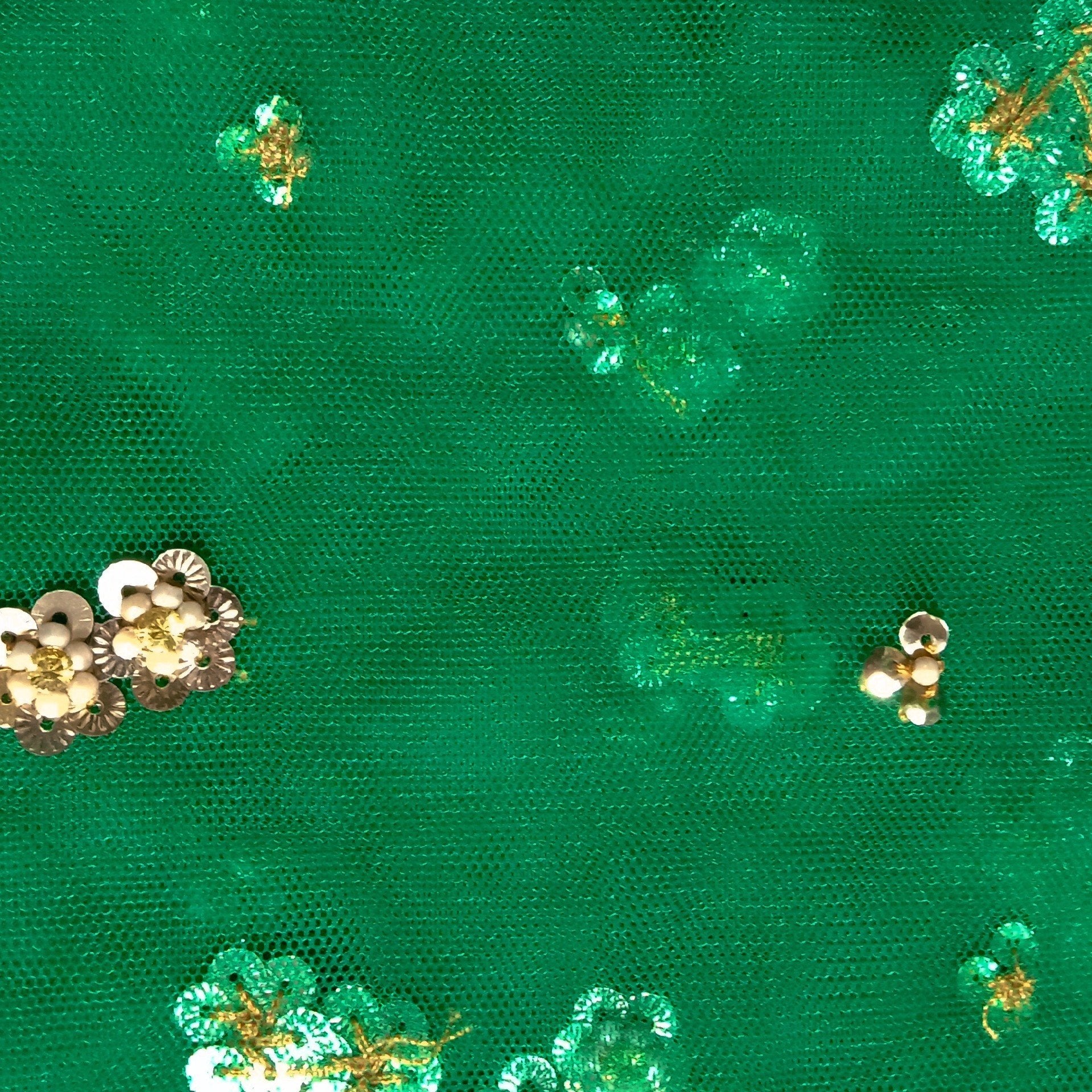 Emerald Green Net Embroidery Fabric