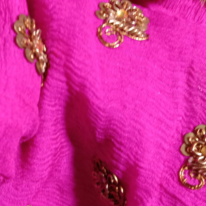 Rogue Pink Chiffon Embroidery Fabric