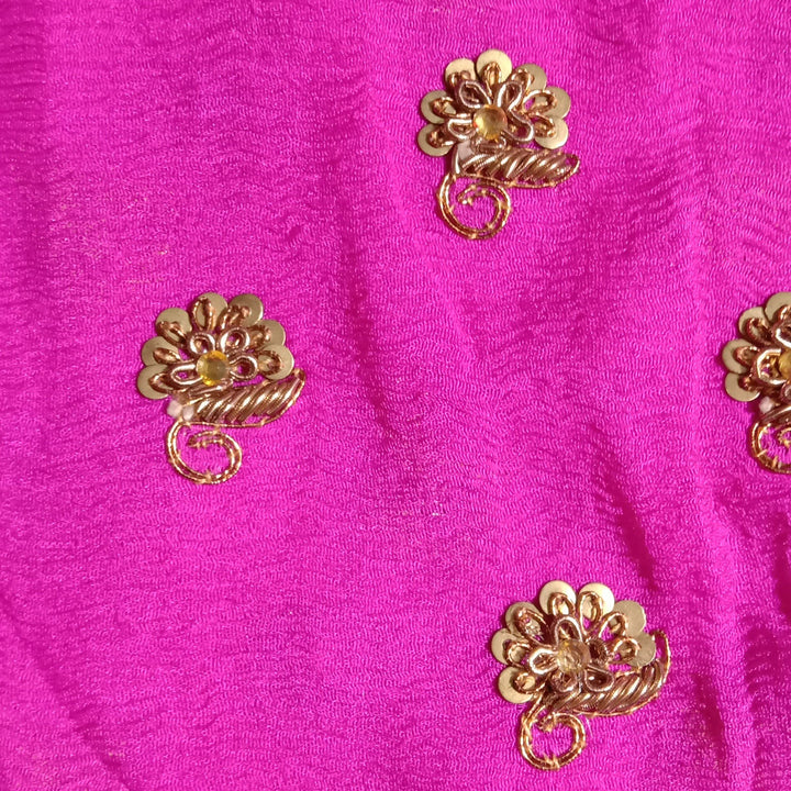 Rogue Pink Chiffon Embroidery Fabric
