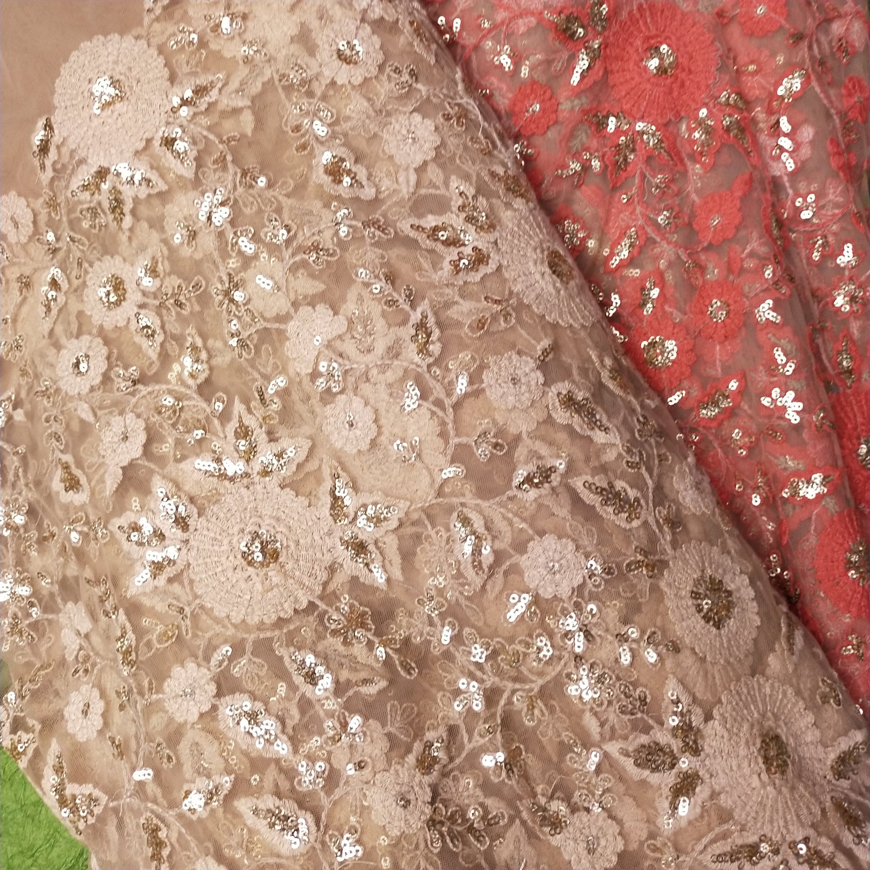 Dusky Peach Net Embroidery Fabric