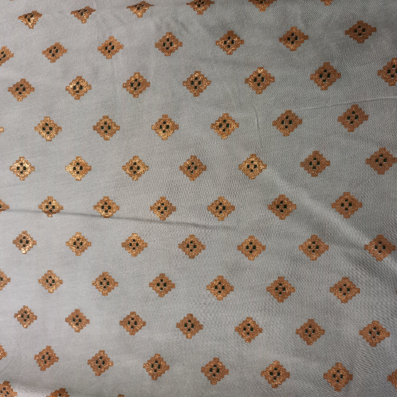 Ice Blue Color Foil Printed Chanderi Fabric
