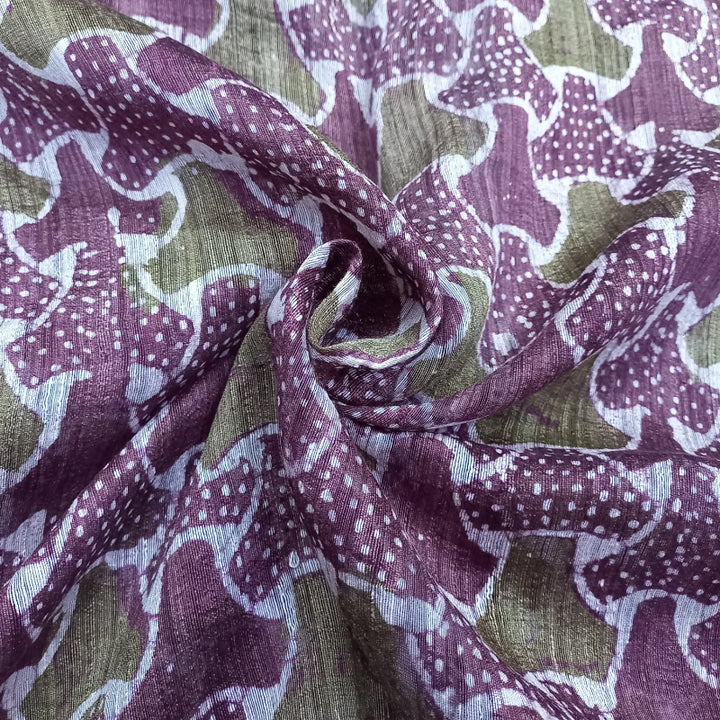 Multi-Color Printed Matka Silk Fabric