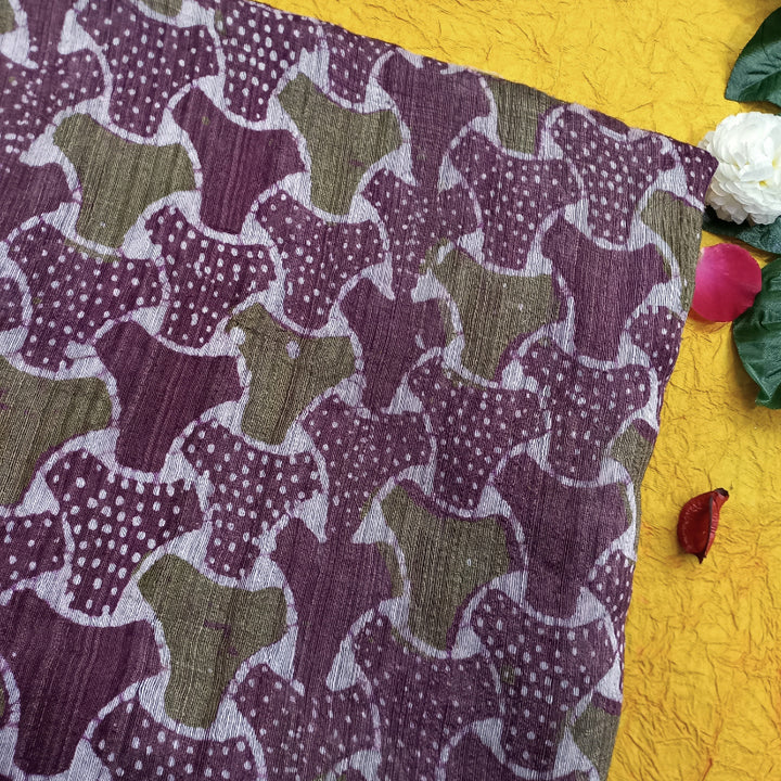 Multi-Color Printed Matka Silk Fabric