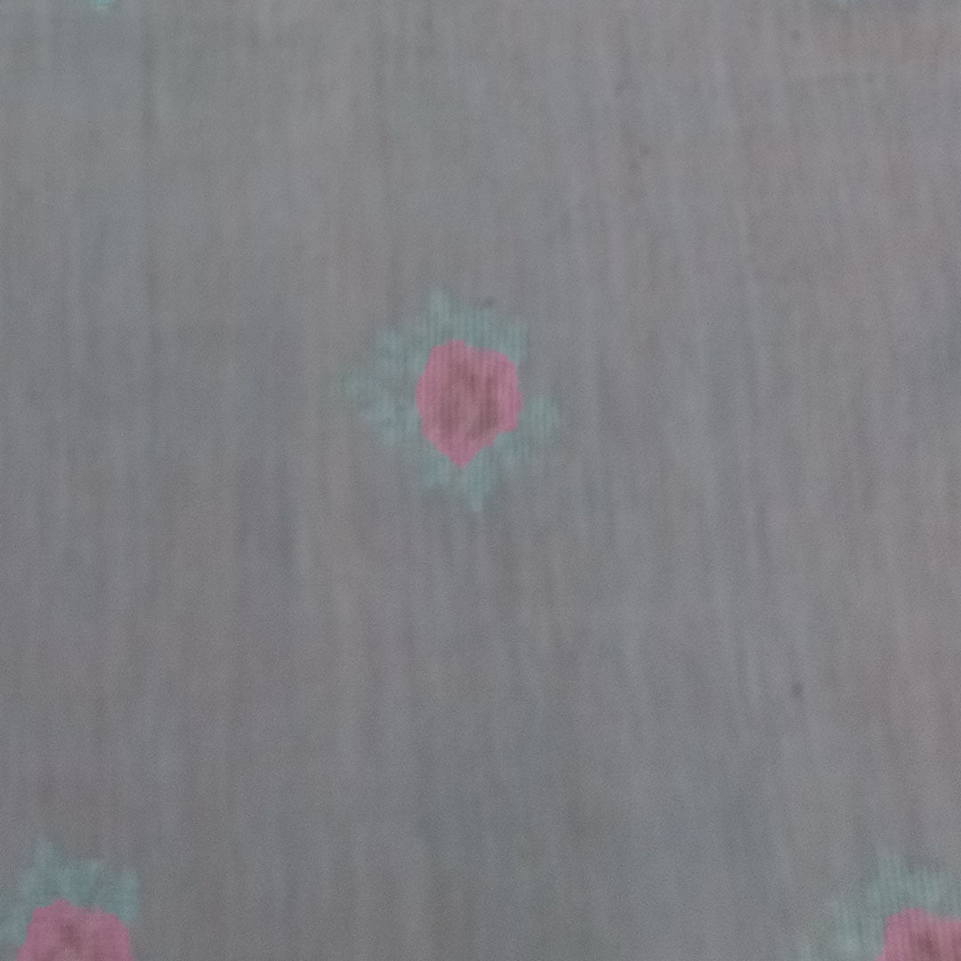 Pastel Grey Color Silk Fabric With Floral Motifs
