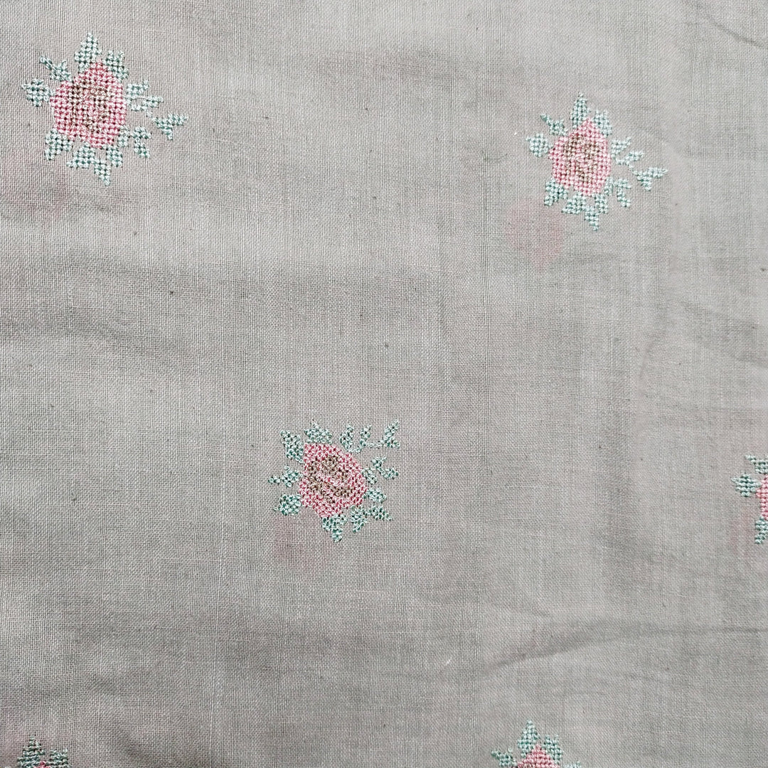 Grey Linen Embroidery Fabric