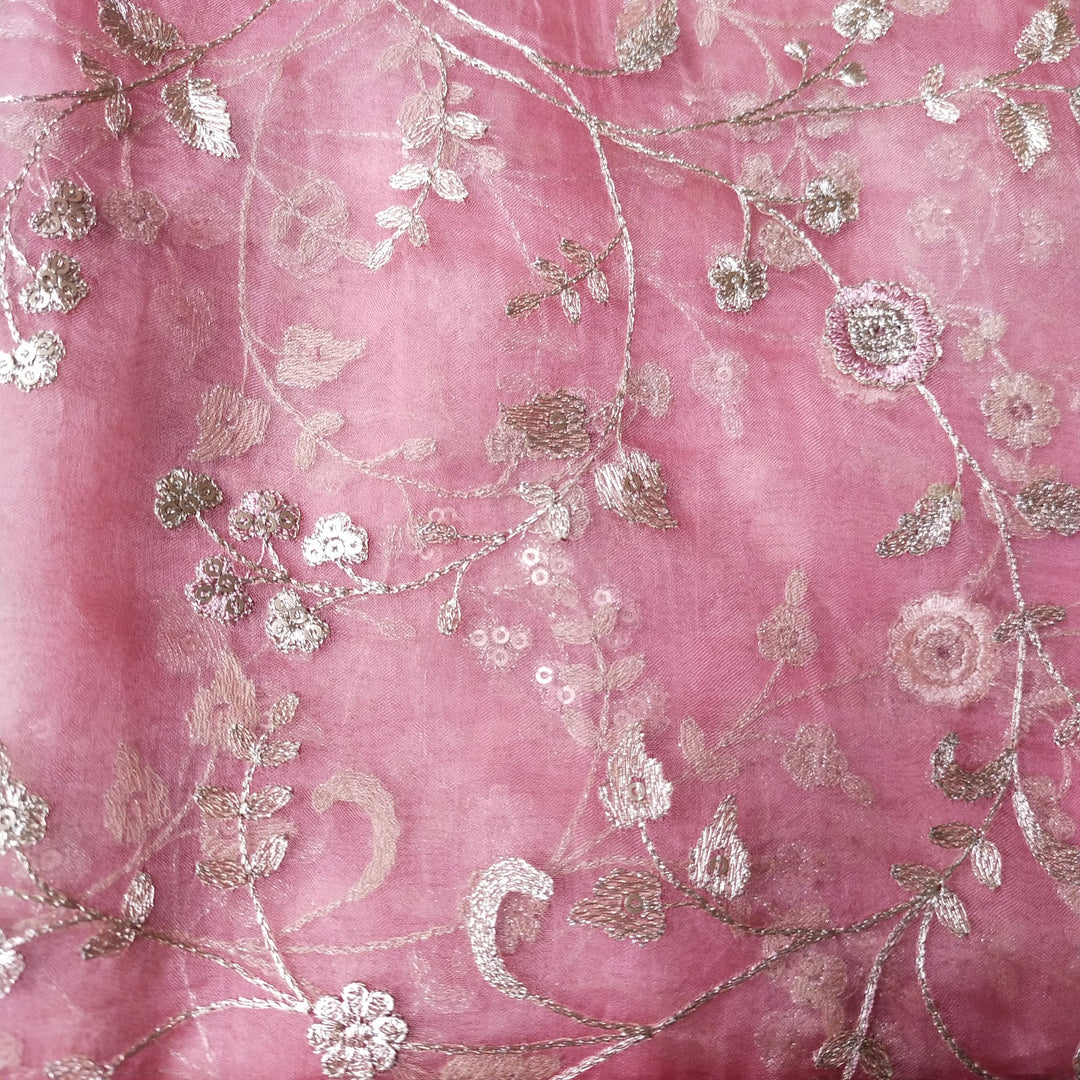 Taffy Pink Organza Embroidery Fabric