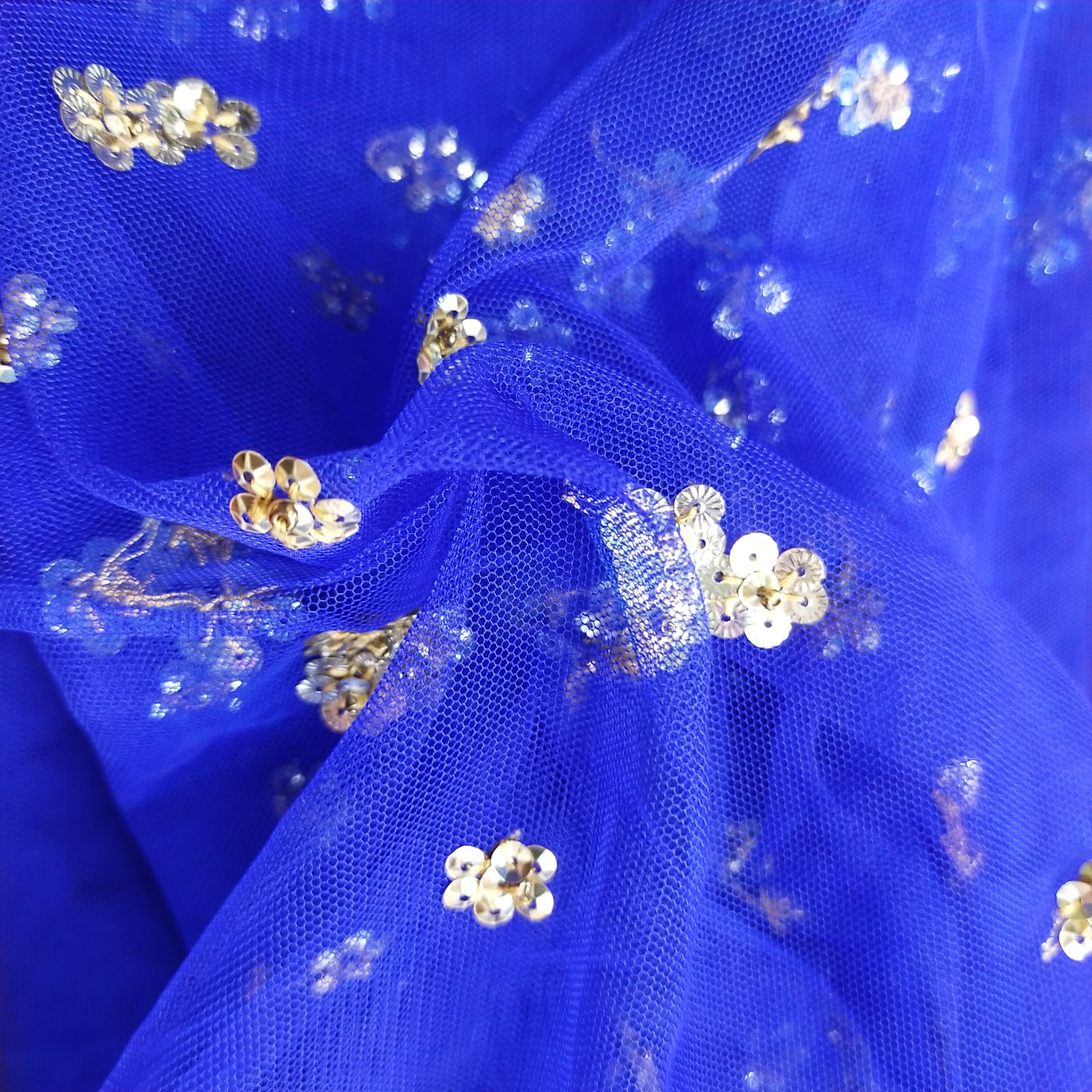 Ultra Blue Net Embroidery Fabric