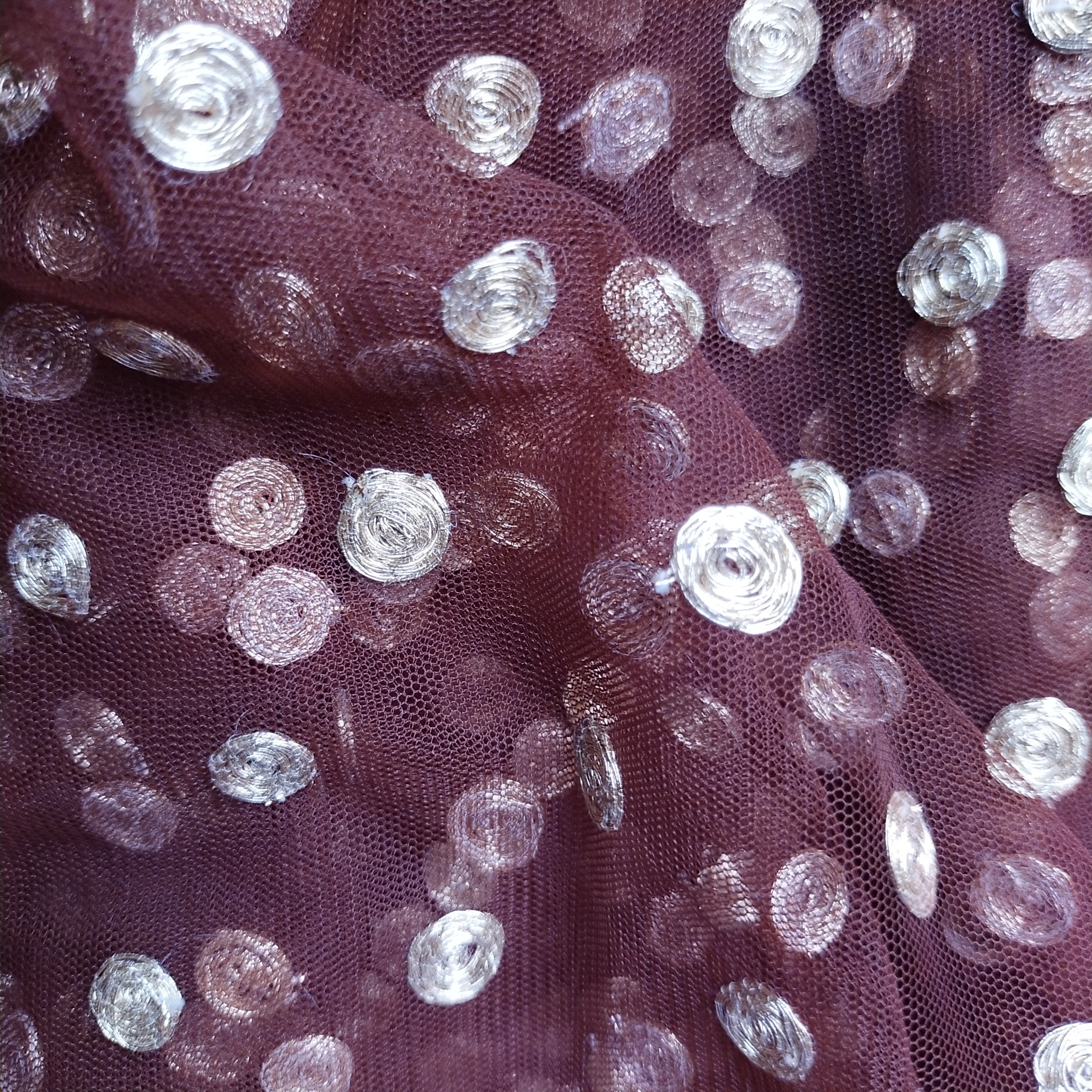 Brown Net Embroidery Fabric