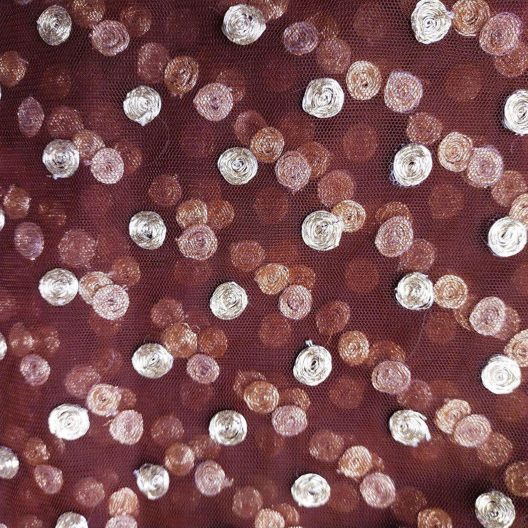Brown Net Embroidery Fabric