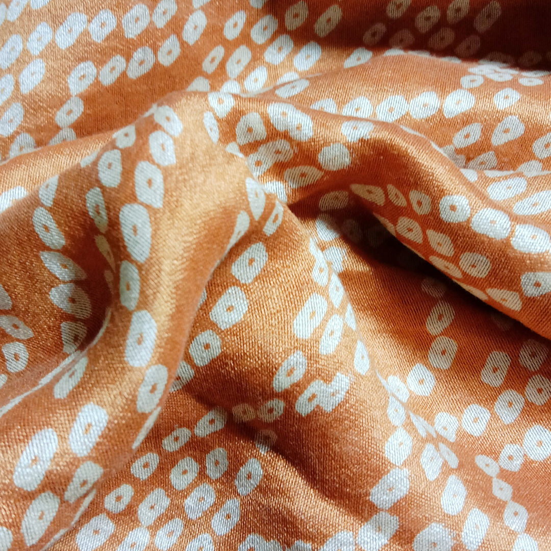 Deep Beige Bandhani Silk Printed Fabric