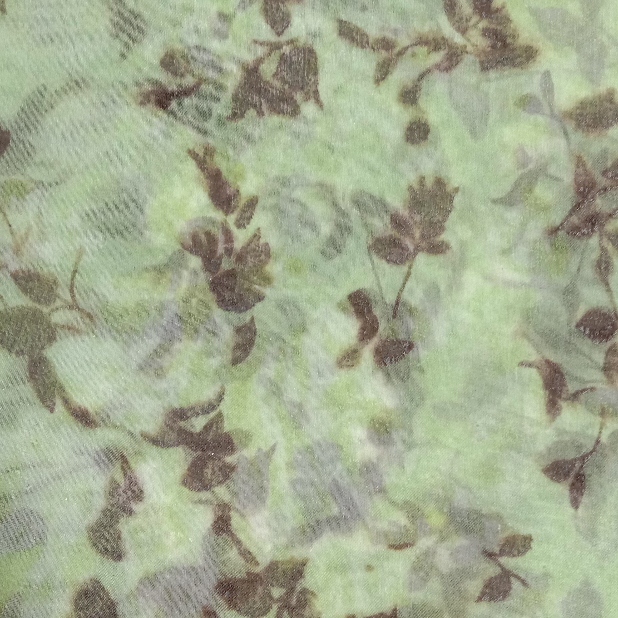 Sea Green Organza Printed Fabric