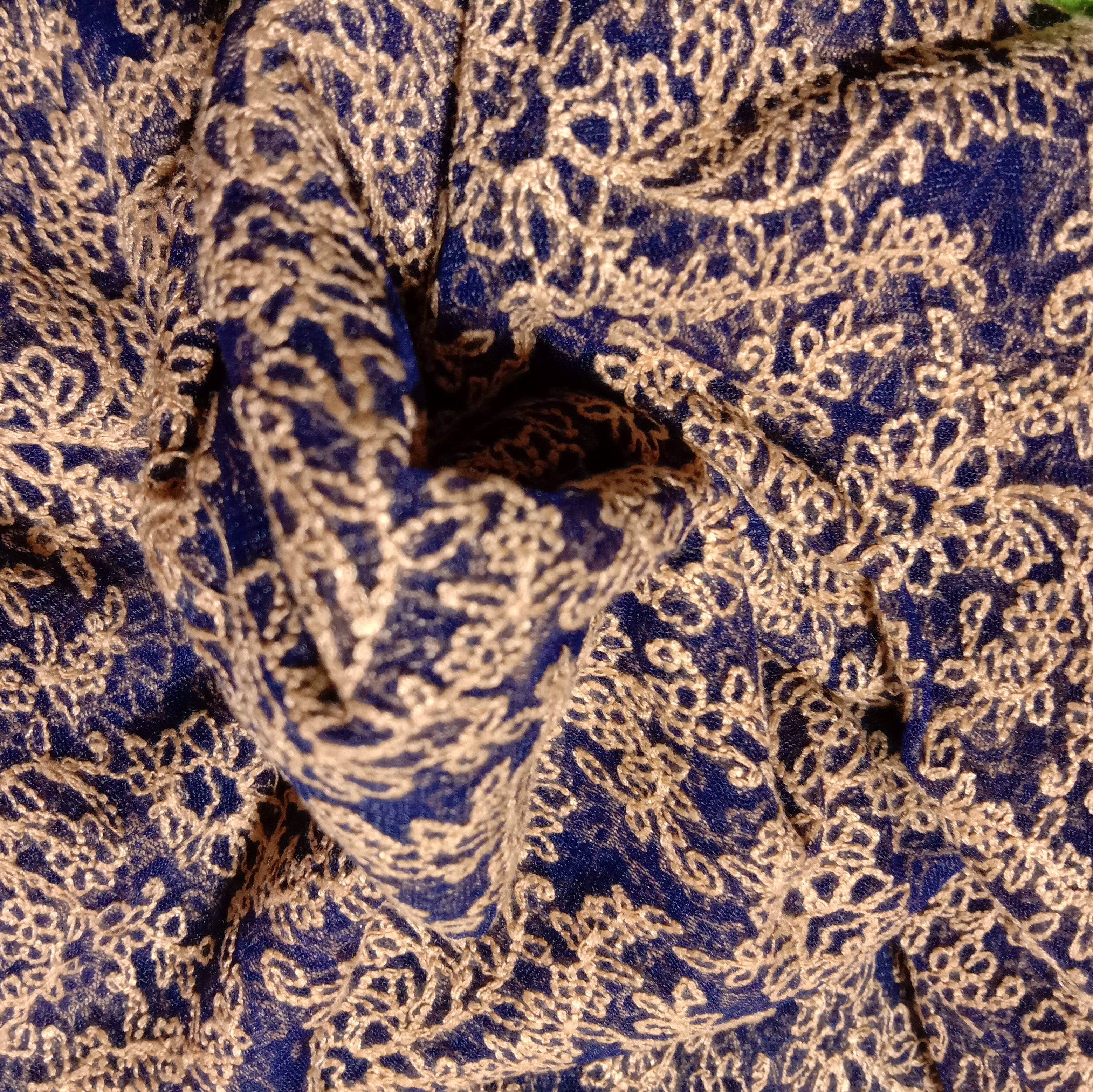 Royal Blue Net Embroidery Fabric