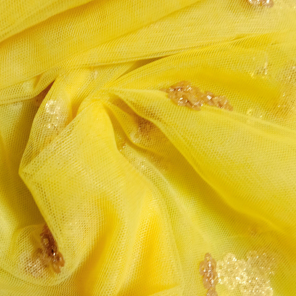 Sunshine Yellow Net Embroidery Fabric