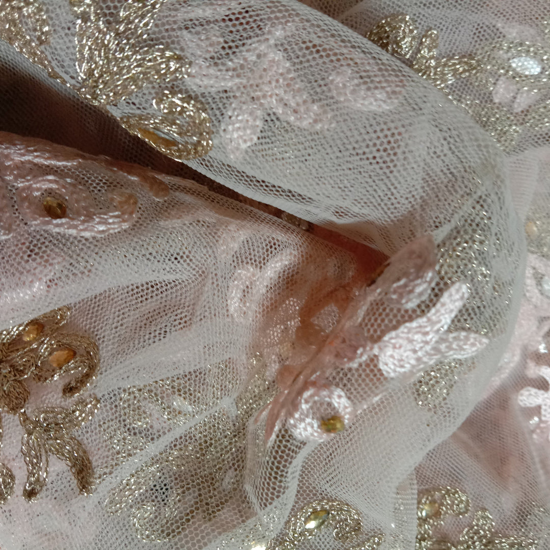 Pale Pink Net Embroidery Fabric