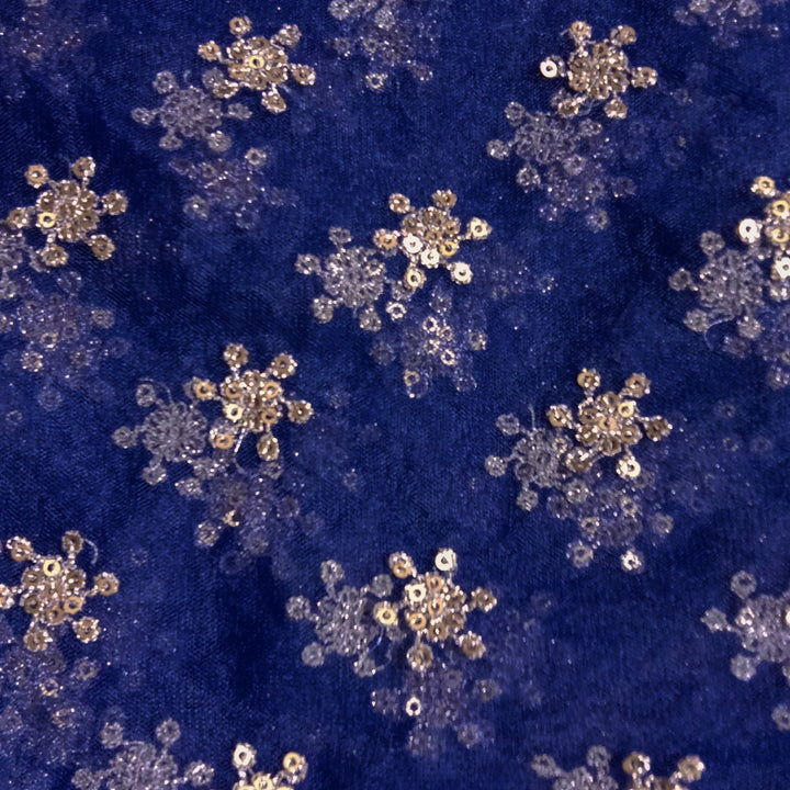 Navy Blue Net Embroidery Fabric