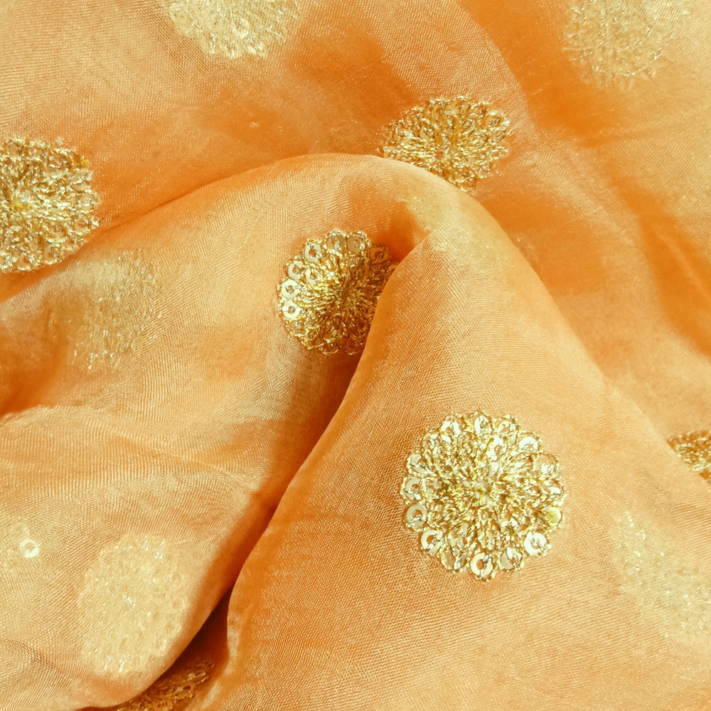 Soft Orange Orgazna Embroidery Fabric