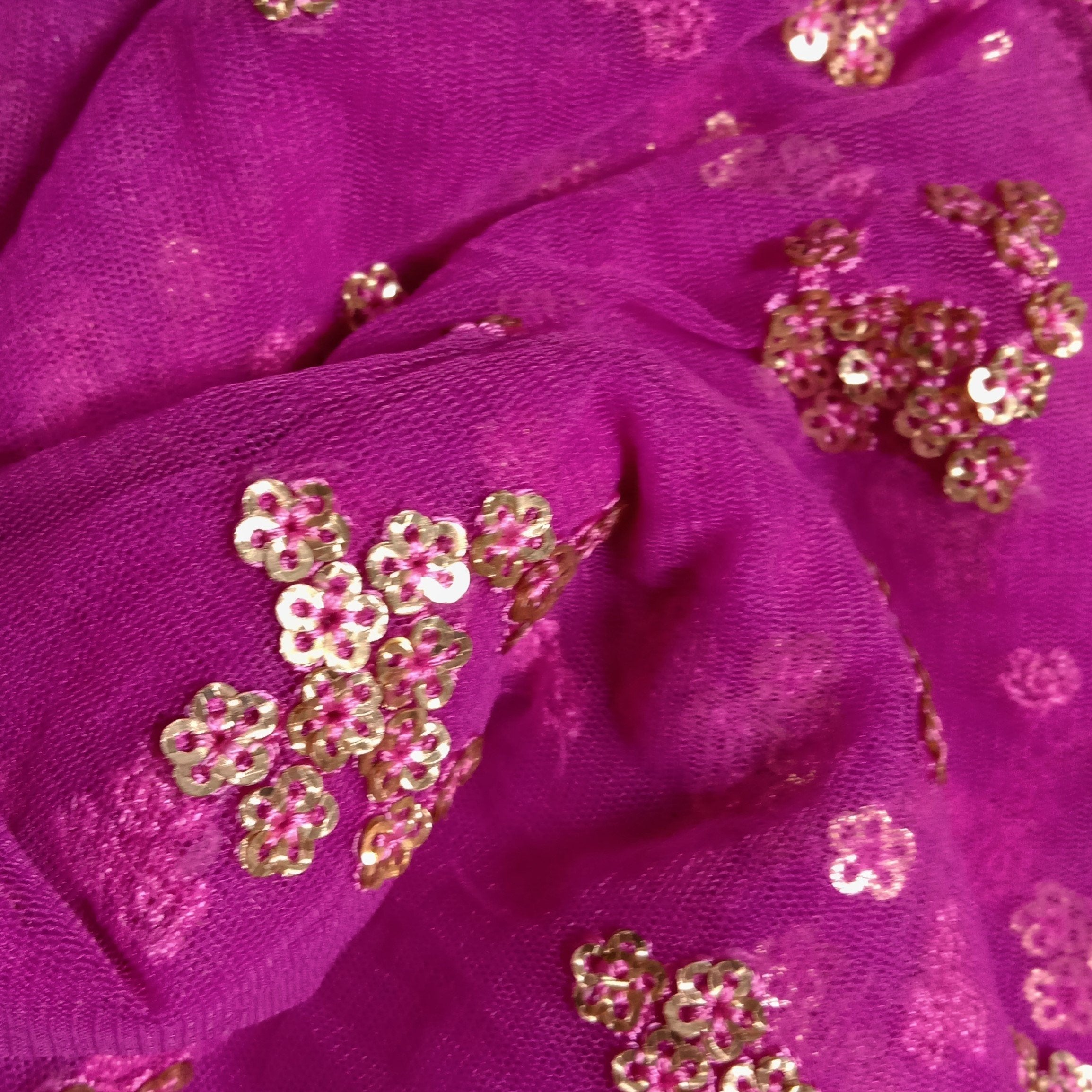 Magenta Purple Net Embroidery Fabric