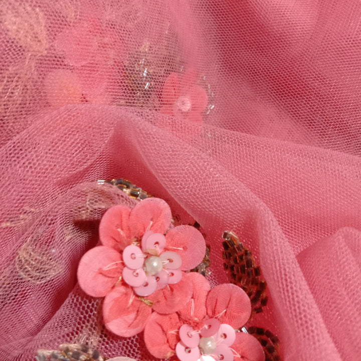 Bubblegum Pink Net Embroidery Fabric