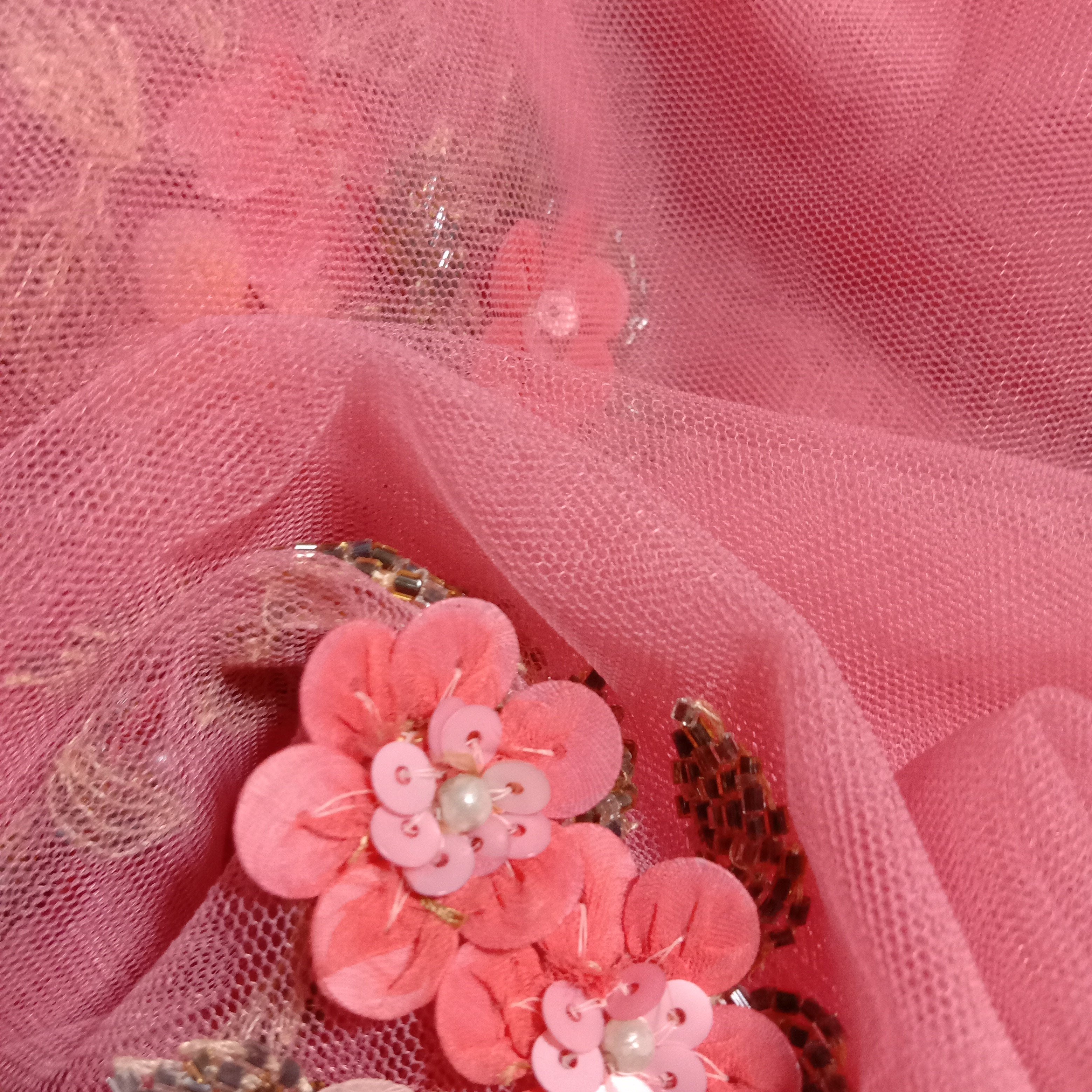 Bubblegum Pink Net Embroidery Fabric