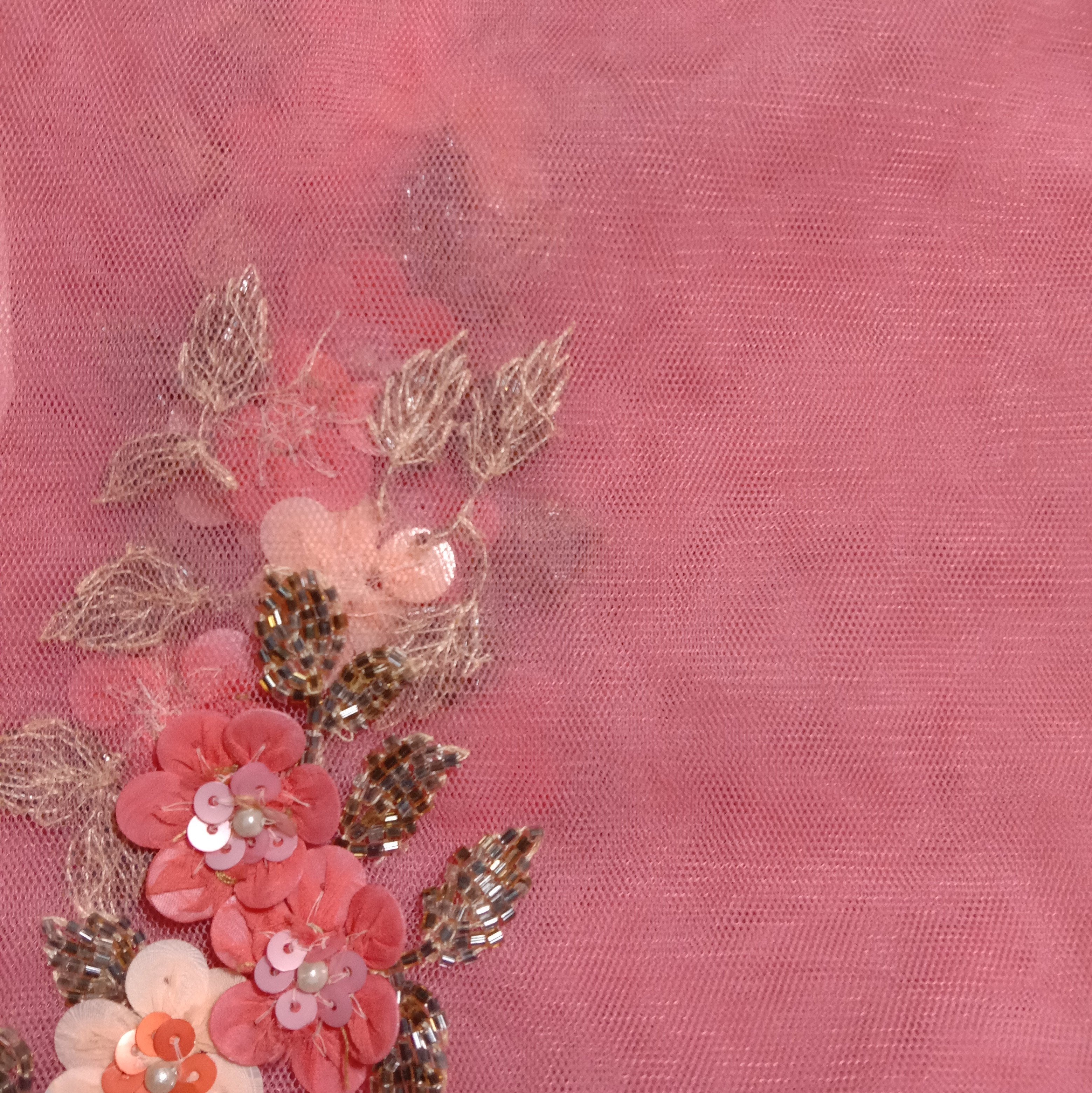 Bubblegum Pink Net Embroidery Fabric